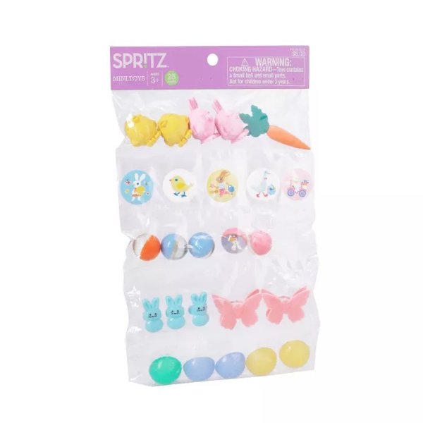 25ct Plastic Egg Filler Easter Toys Giveway Pack - Spritz&#8482;