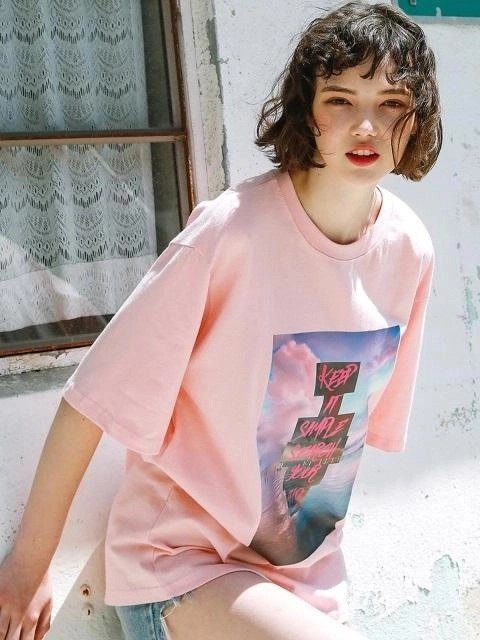 [Unisex] Ocean Print T-shirt Pink
