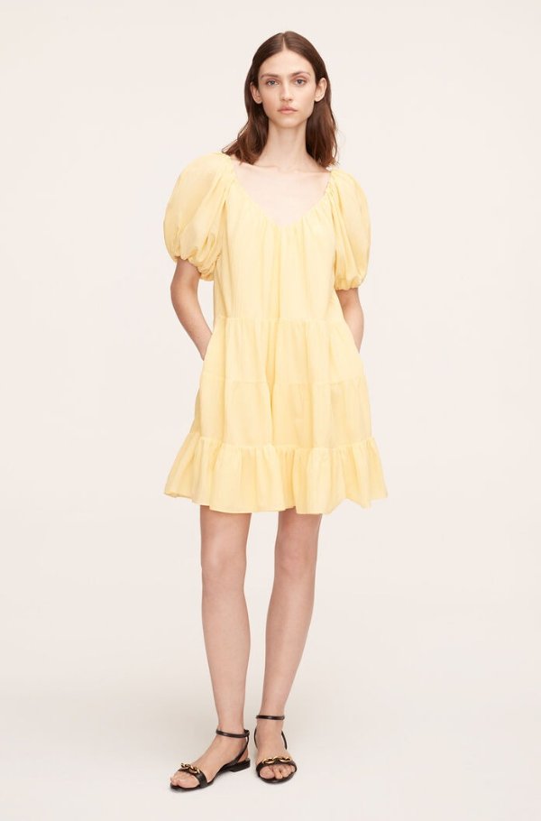Textured Cotton-Silk Tiered Dress | Rebecca Taylor