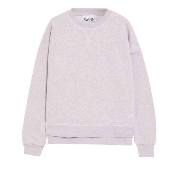 Embroidered melange cotton-blend fleece sweatshirt