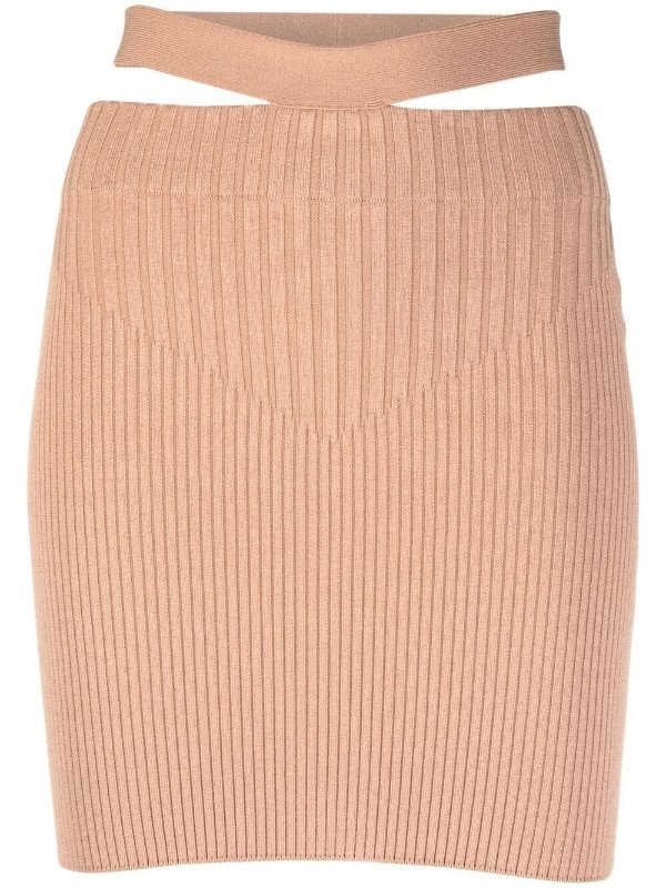 fitted ribbed-knit skirt