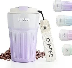 Insulated Coffee Cup with Leakproof Lid,Reusable Coffee Cups Travel Cup,13 OZ Coffee Travel Mug,Double Walled Coffee Mug,Stainless Steel Coffee Mug for Hot Cold Drinks (Grad Purple)