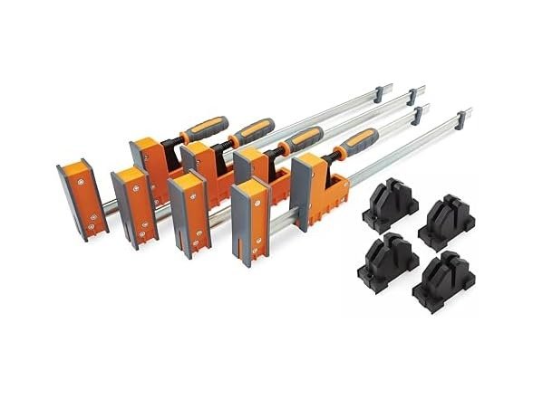 BORA 8pc Parallel Clamp Set, Includes 2 x 24" + 2 x 40" Woodworking Clamps with Rock-Solid, Even Pressure + 4 x Parallel Clamp Blocks, 571650