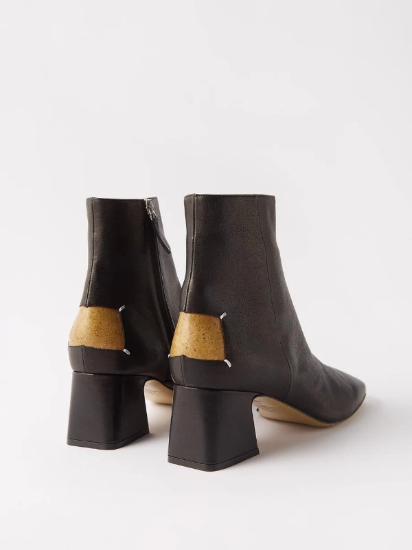 Four Stitches square-toe leather ankle boots | Maison Margiela