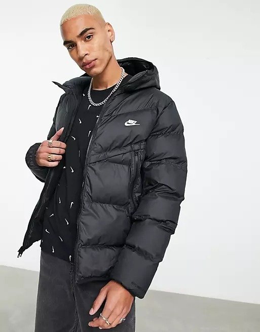padded windrunner jacket in black