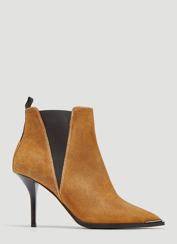 Jemma Waxed Suede Stiletto Boots in Brown