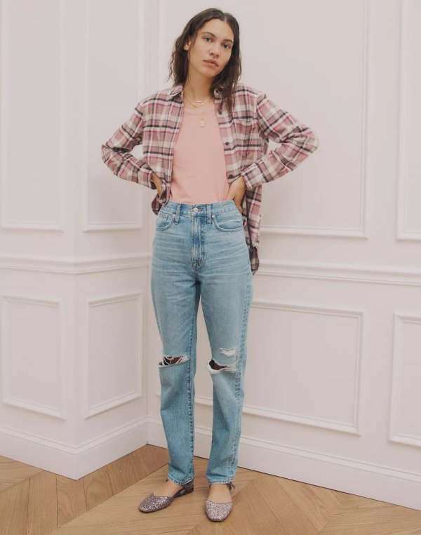 The Perfect Vintage Straight Jean in Berrimore Wash: Ripped Edition