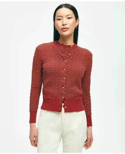 Women's Cotton Lunar New Year Shimmer-Scale Motif Cardigan