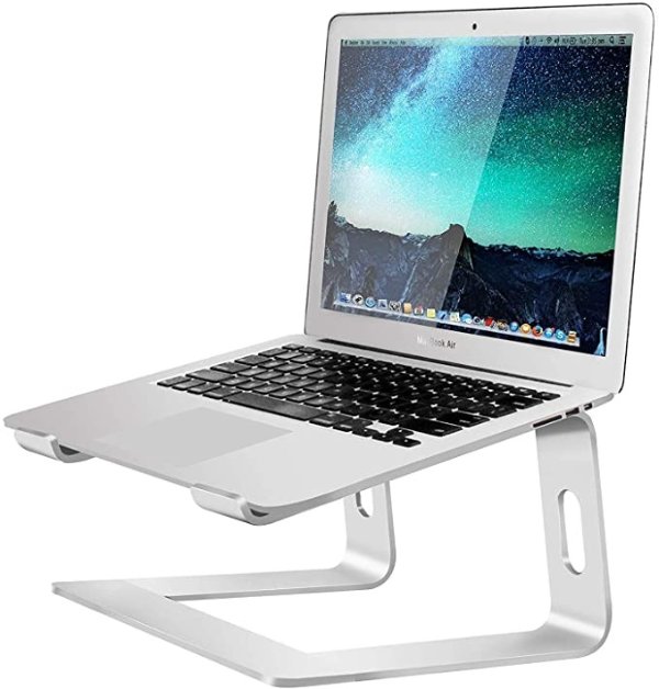 Laptop Stand, Aluminum Computer Riser, Ergonomic Laptops Elevator for Desk, Metal Holder Compatible with Mac MacBook Pro Air, Lenovo, HP, Dell, More 10-15.6 Inch PC Notebook, LS1 Silver