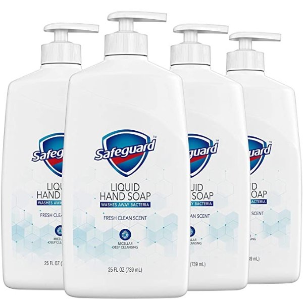 Liquid Hand Soap, Washes Away Bacteria, Micellar Deep Cleansing, Fresh Clean Scent, 25 Oz (Pack of 4)