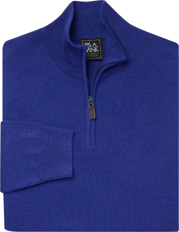 Traveler Collection Quarter Zip Merino Wool Sweater - Ready for Anything | Jos A Bank