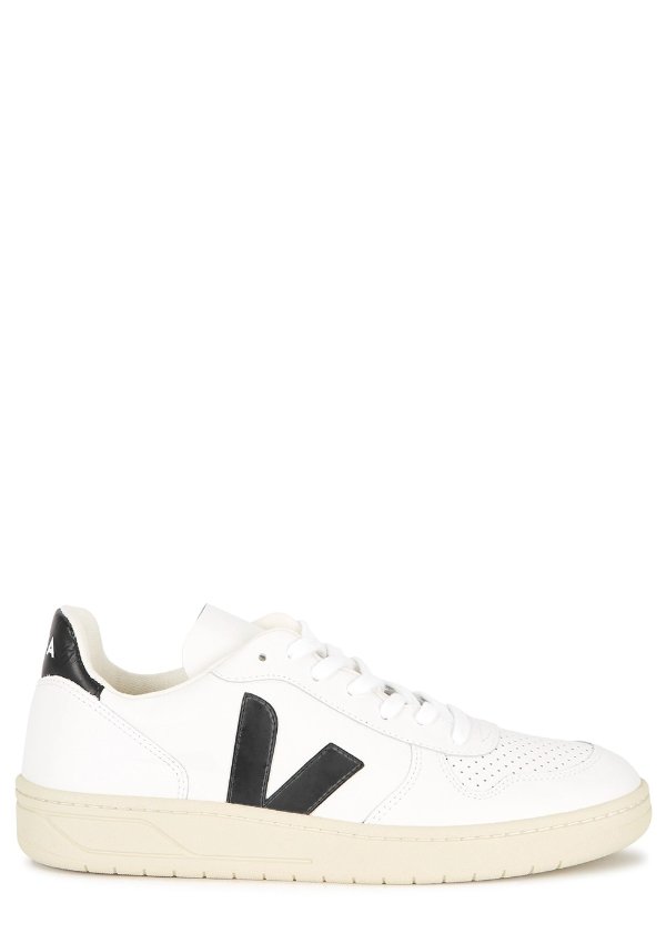 V-10 white leather sneakers
