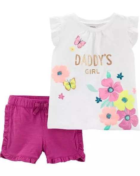 2-Piece Daddy's Girl Floral Top & Ruffle Short Set