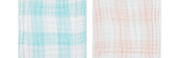 全棉时代 婴儿儿童 21春季 六层水洗纱布面巾手帕 2条装 超大拉伸尺寸 25cmx25cm 甜蜜格子 | 亚米