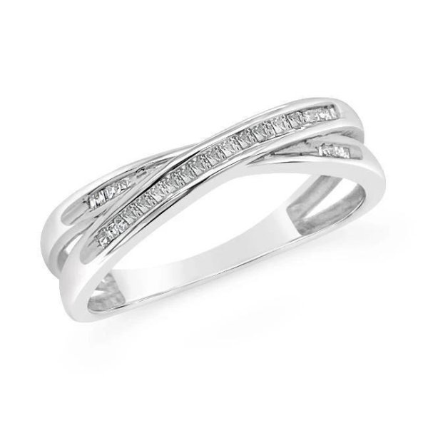 0.10 cttw Channel-Set Diamond Crossover Ring in Sterling Silver