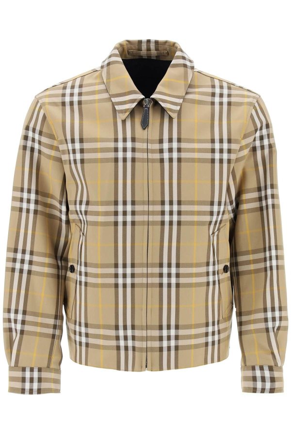 nylon jacket with tartan pattern and horseferry print