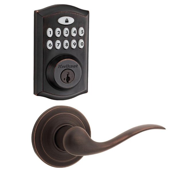 SmartCode 913 Venetian Bronze Single Cylinder Electronic Deadbolt Featuring SmartKey Security and Tustin Passage Lever-913TNL720-11PSMT - The Home Depot