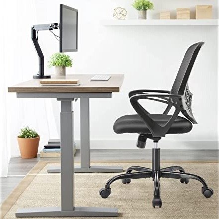 JHK Office Chair with Wheels, Ergonomic Lumbar Support, and Fixed Armrests