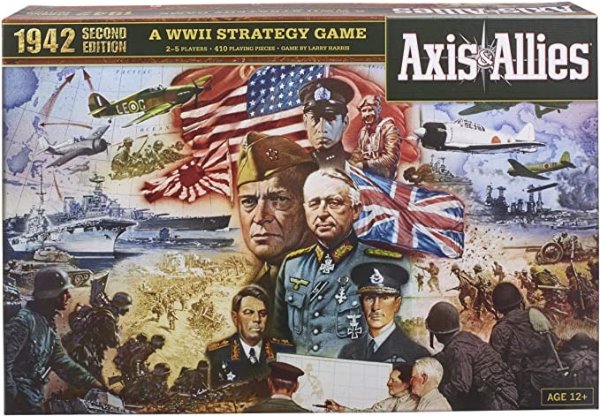 Gaming Avalon Hill Axis & Allies 1942 Second Edition WWII Strategy Board Game, with Extra Large Gameboard, Ages 12 and Up, 2-5 Players , Brown