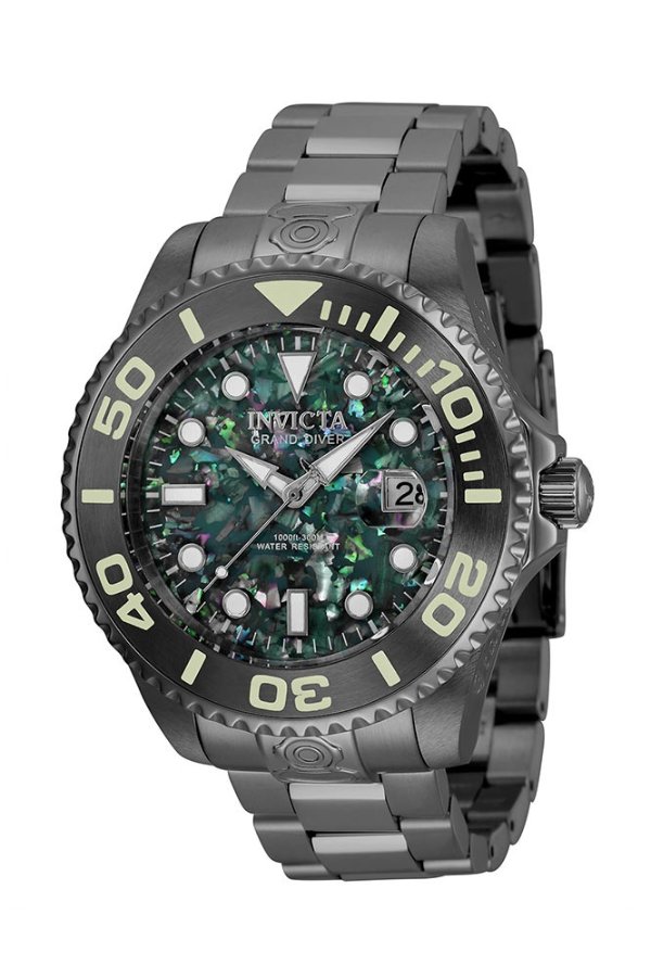 Pro Diver Automatic Men's Watch w/ Abalone & Mother of Pearl Dial - 47mm, Gunmetal (35759)