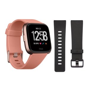 黒五价：Fitbit Versa 智能手表(粉色)+黑色手环