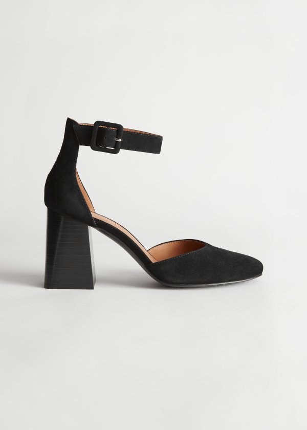 Suede Ankle Strap Heel