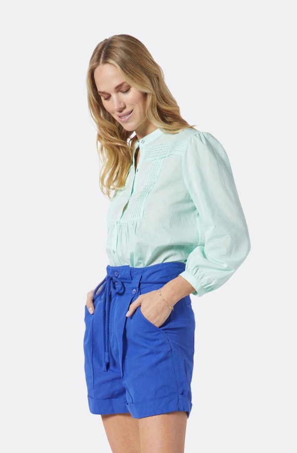 Women's Blue Cotton Vesta Long Sleeve Top – Joie