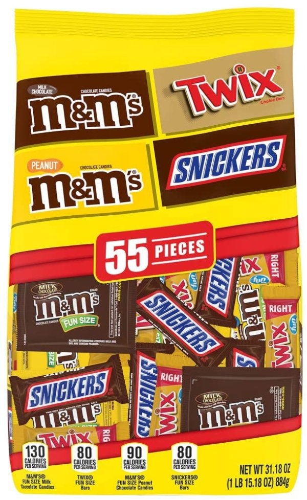Snickers, M&M'S & Twix Fun Size Halloween Chocolate Candy Variety Mix 31.18 Ounce (Pack of 1)