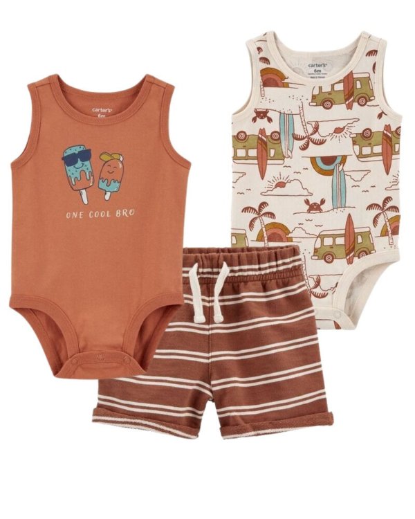 Baby 3-Piece Bodysuits & Short Set
