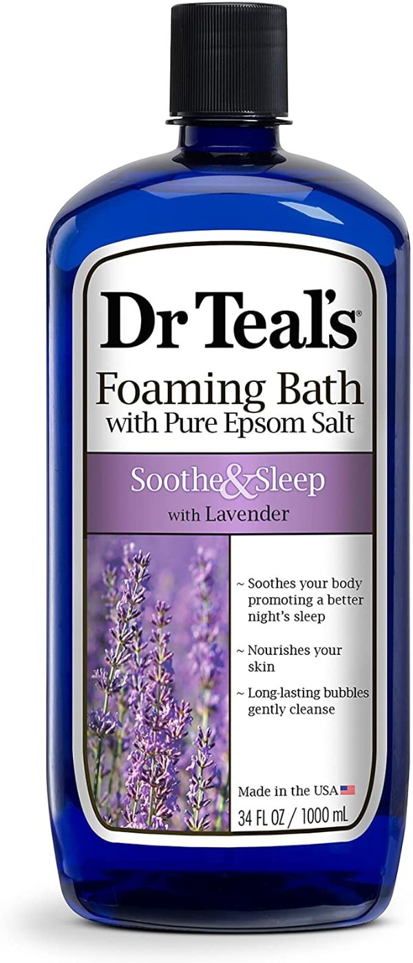 Foaming Bath with Pure Epsom Salt, Soothe & Sleep with Lavender, 34 fl oz, Purple 1 Pack (34 fl oz)