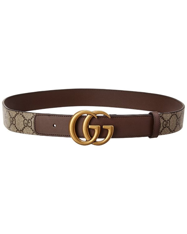 Gucci GG Supreme Canvas & Leather Belt