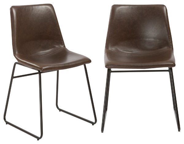 Janson Leather Dining Chairs, Set of 2, Rustic Brown - Contemporary - Dining Chairs - by BTExpert
