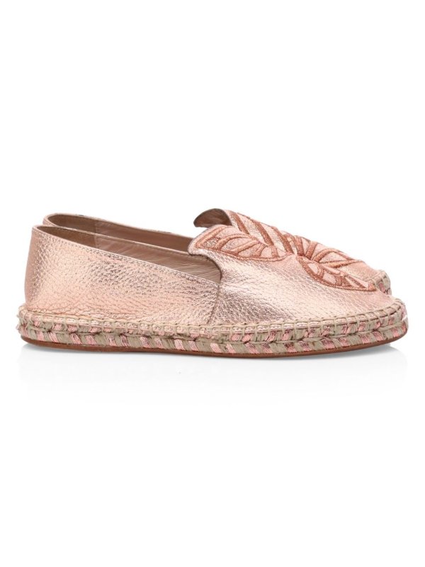 Butterfly Metallic Leather Espadrilles
