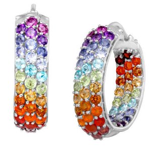 6 ct Multi-Stone Rainbow Hoop Earrings
