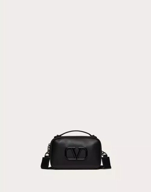 LACQUERED VLOGO SIGNATURE LEATHER CROSSBODY BAG