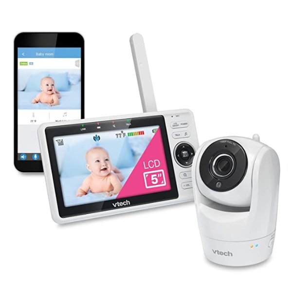 VM901 WiFi Video Baby Monitor with Free Live Remote Access, 1080p Full HD Camera, 5" Screen