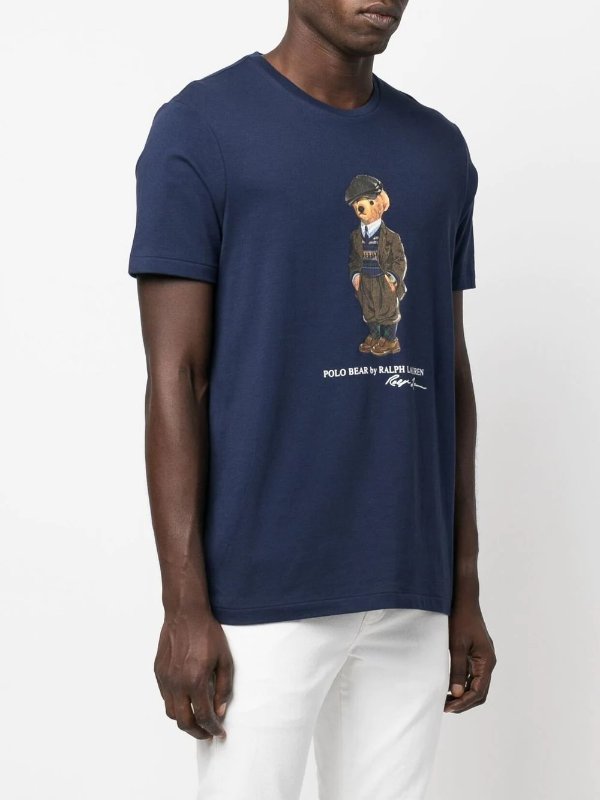 teddy bear-print short-sleeved T-shirt