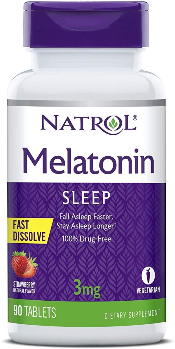 Melatonin Fast Dissolve Tablets, Helps You Fall Asleep Faster, Stay Asleep Longer, Easy to Take, Dissolves in Mouth, Faster Absorption, 3mg, Stawberry Flavor Strawberry, 90 Count (Pack of 1)