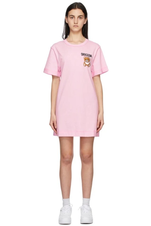 Pink Inside Out Teddy Bear T-Shirt Dress