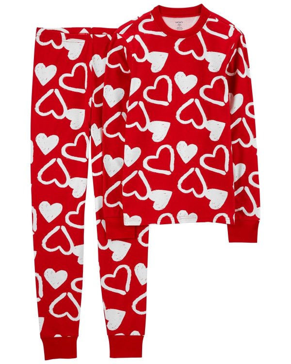 Adult 2-Piece Valentine's Day Hearts 100% Snug Fit Cotton Pajamas