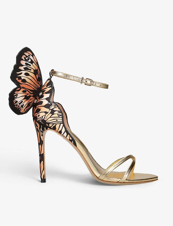 Chiara wing-embellished leather heeled sandals