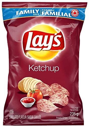 Canadian Lays Ketchup Chips - 1 Family Size Bag