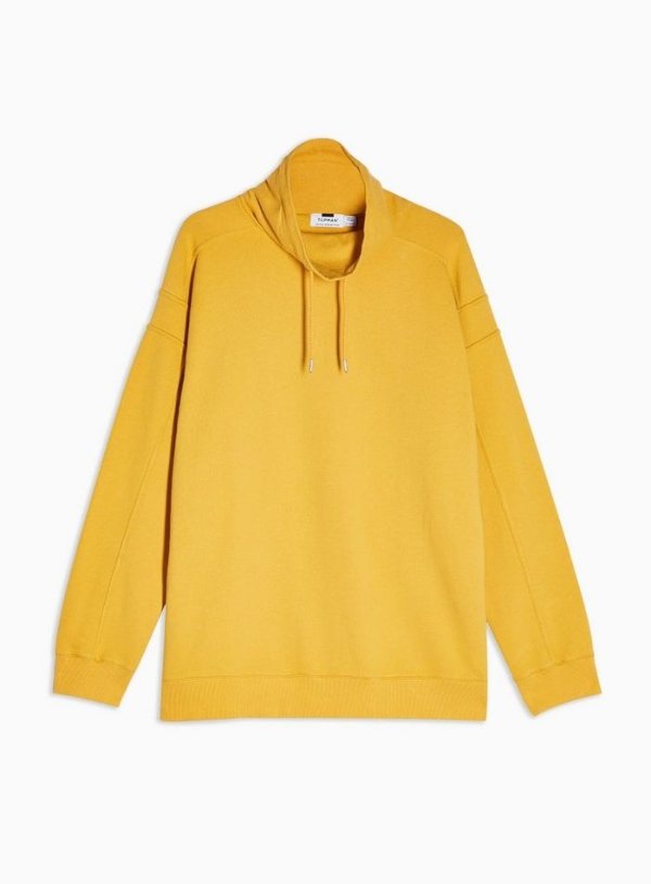 Yellow Gather Neck Sweatshirt