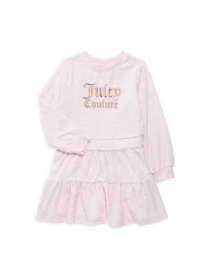 Little Girl's Logo Embroidered Tiered Dress