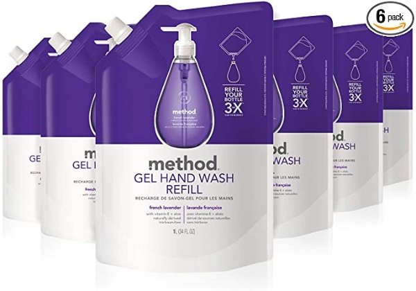 Gel Hand Soap Refill, French Lavender, 34 Fl Oz (Pack of 6)