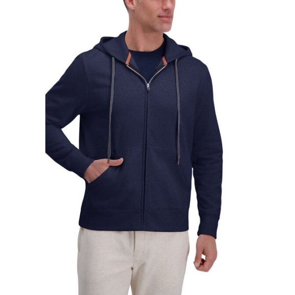 Full Zip Solid Fleece Hoodie Sweatshirt