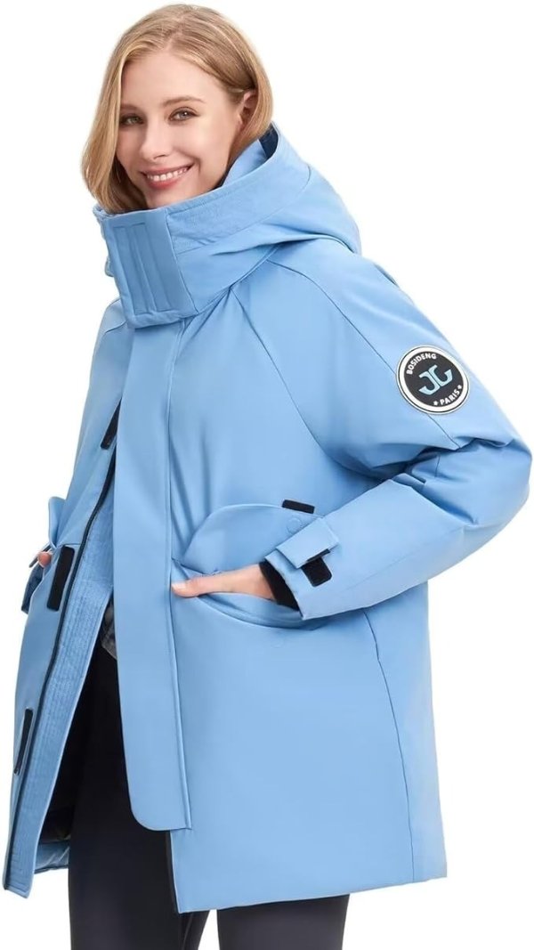 Women's Winter Thicken Down Jacket with Detachable Hood,Windproof Puffer Parka Jacket Warm Down Coats