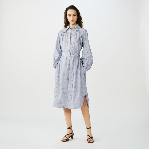 RELINO Shirt dress with embroidered stripes