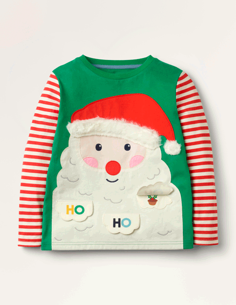 Fun Christmas T-shirt - Forest Green Santa | Boden US