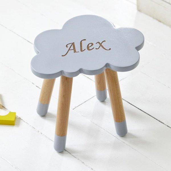 Personalized Gray Cloud Stool